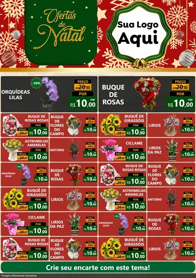 Modelo de Encarte para Encarte A4 Vertical com o tema Natal de Ofertas para Floricultura e jardim