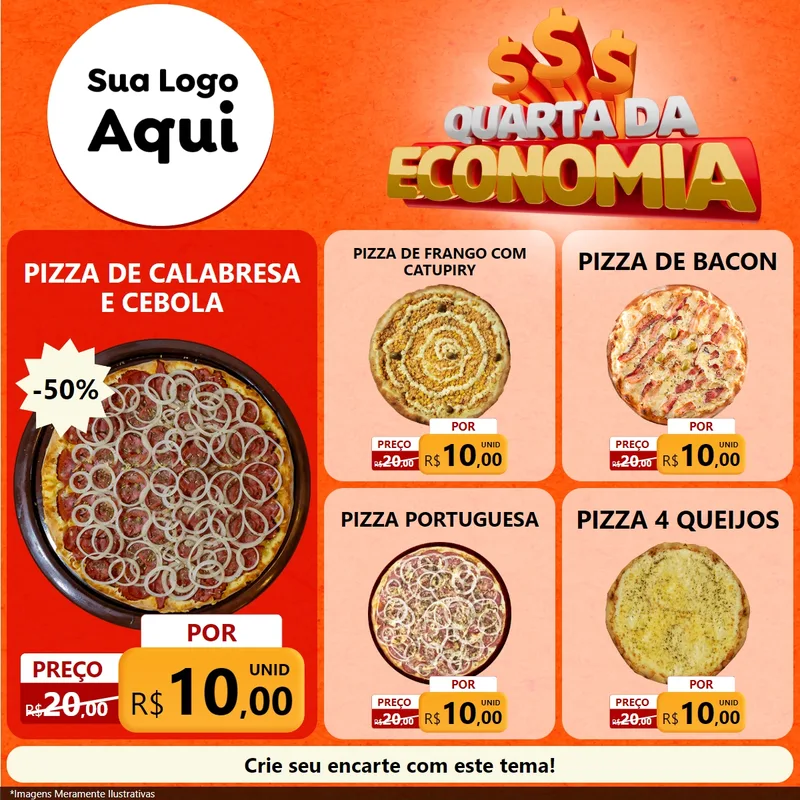 Modelo de Rede Social para Feed Facebook com o tema Quarta da Economia para Pizzaria