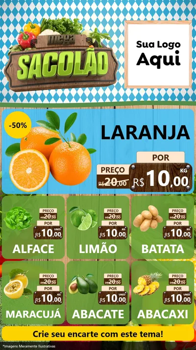 Modelo de Rede Social para Stories com o tema Mega Sacolão para Hortifrúti