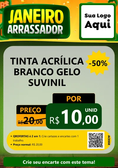 Modelo de Cartaz para Cartaz A4 Vertical com o tema Janeiro Arrasador para Tintas e Ferramentas