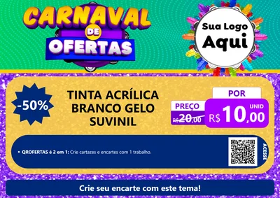 Modelo de Cartaz para Cartaz A4 Horizontal com o tema Carnaval de Ofertas para Tintas e Ferramentas