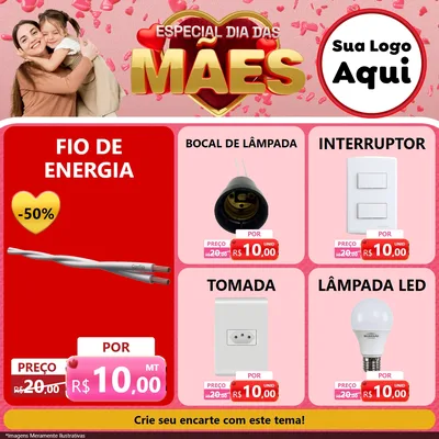 Modelo de Rede Social para Feed Facebook com o tema Especial Dia Das Mães para Materiais Elétricos