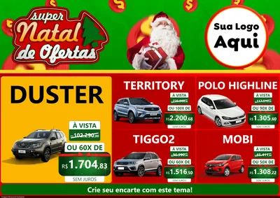Modelo de Encarte para Encarte A4 Horizontal com o tema Super Natal de Ofertas para Concessionaria de Carros
