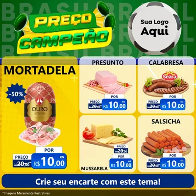 Modelo de Rede Social para Feed Facebook com o tema Preço Campeão - Copa para Frios e Laticínios