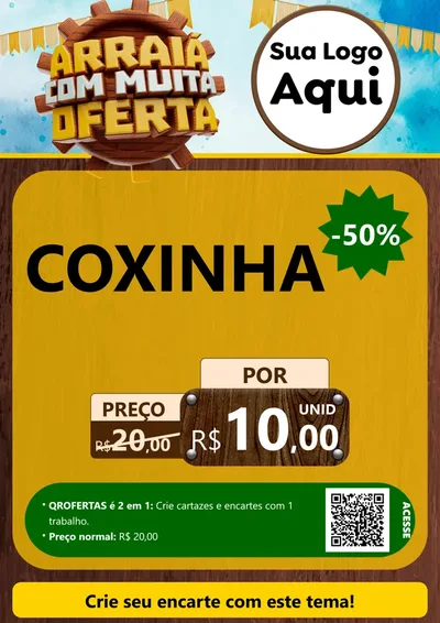 Modelo de Cartaz para Cartaz A4 Vertical com o tema Ofertas de São João - Junina para Salgadaria