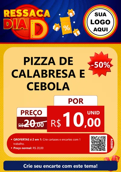 Modelo de Cartaz para Cartaz A4 Vertical com o tema Ressaca Dia D para Pizzaria