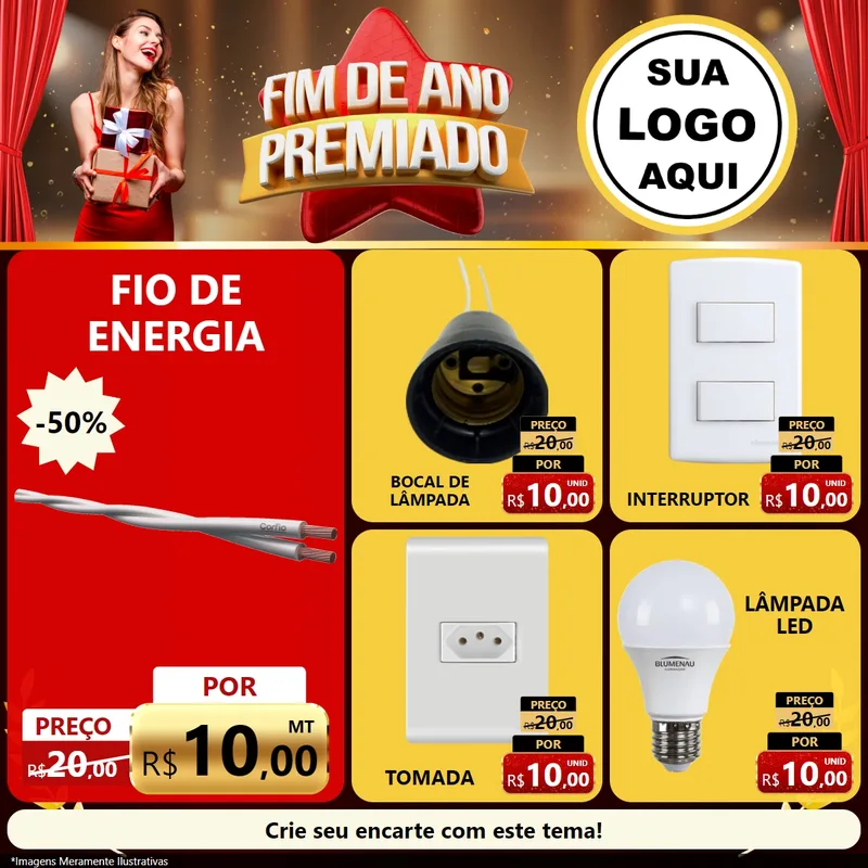 Modelo de Rede Social para Feed Facebook com o tema Fim de Ano Premiado para Materiais Elétricos