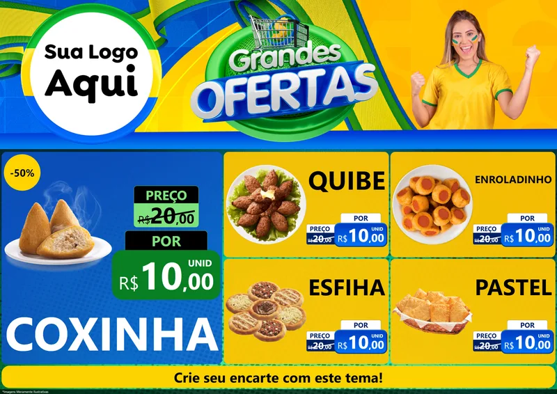 Modelo de Encarte para Encarte A4 Horizontal com o tema Grandes Ofertas para Salgadaria
