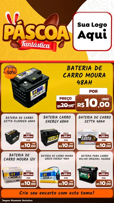 Modelo de Rede Social para Stories com o tema Páscoa Fantástica para Baterias Elétricas