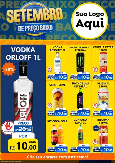 Modelo de Encarte para Encarte A4 Vertical com o tema Setembro De Preço Baixo para Distribuidora de bebidas