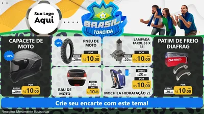 Modelo de TV para TV Horizontal com o tema Brasil Torcida - Copa para Moto peças