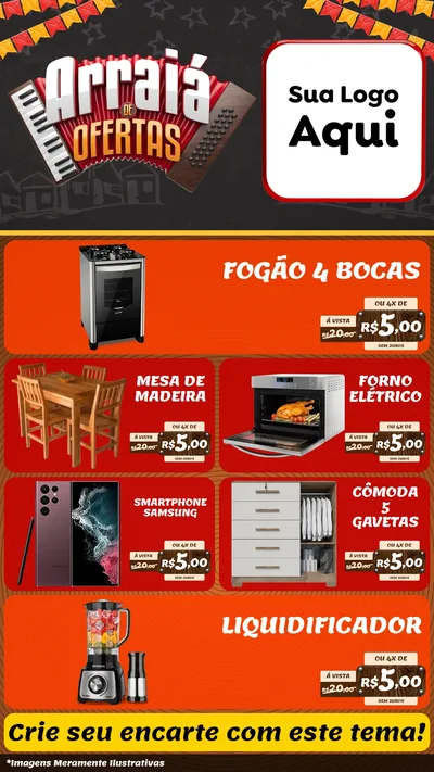 Modelo de TV para TV Vertical com o tema Arraiá de Ofertas - Junina para Móveis e Eletro