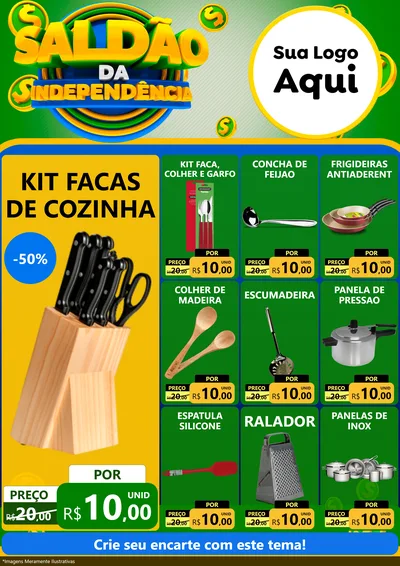 Modelo de Encarte para Encarte A4 Vertical com o tema Saldão da Indepêndencia para Utilidades Domésticas