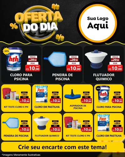 Modelo de Rede Social para Feed Instagram com o tema Oferta Do Dia para Produtos para Piscina