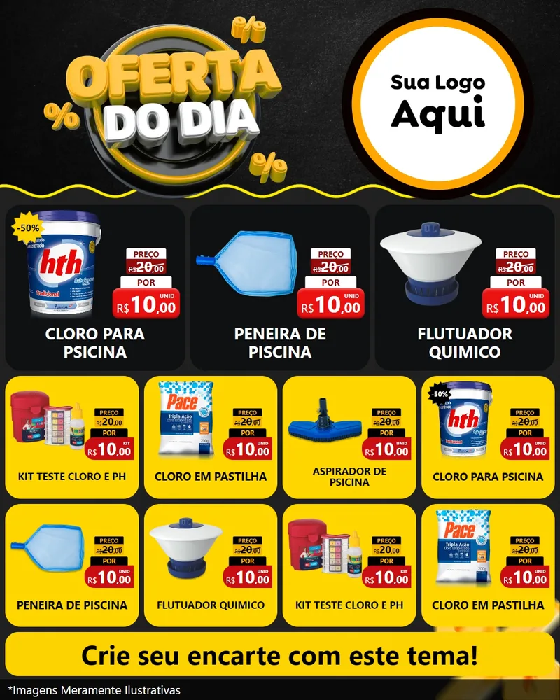 Modelo de Rede Social para Feed Instagram com o tema Oferta Do Dia para Produtos para Piscina