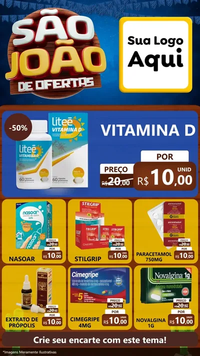 Modelo de Rede Social para Stories com o tema São João Ofertas Imbatíveis! - Junina para Farmácia