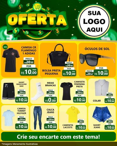 Modelo de Rede Social para Feed Instagram com o tema Oferta para Roupas e acessórios