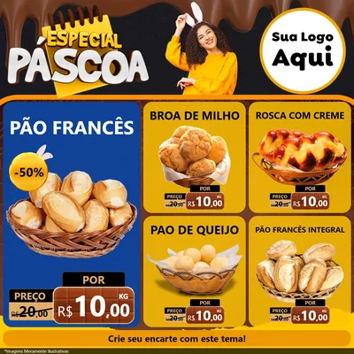 Modelo de Rede Social para Feed Facebook com o tema Especial Páscoa para Padaria