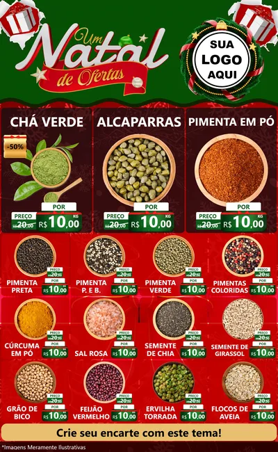 Modelo de Encarte para Encarte Grande com o tema Um Natal de Ofertas para Produtos Naturais