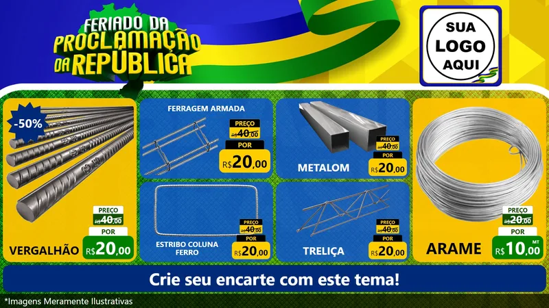 Modelo de TV para TV Horizontal com o tema Feriado da Proclamação da República para Ferragens