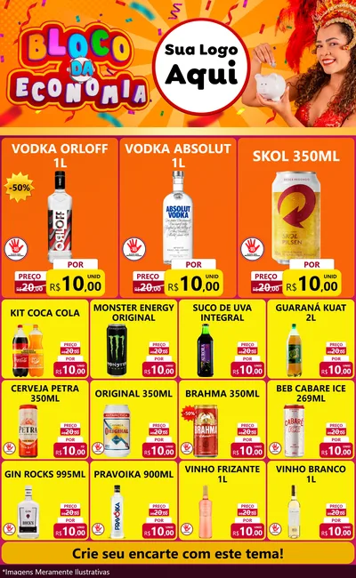 Modelo de Encarte para Encarte Grande com o tema Bloco da Economia para Distribuidora de bebidas