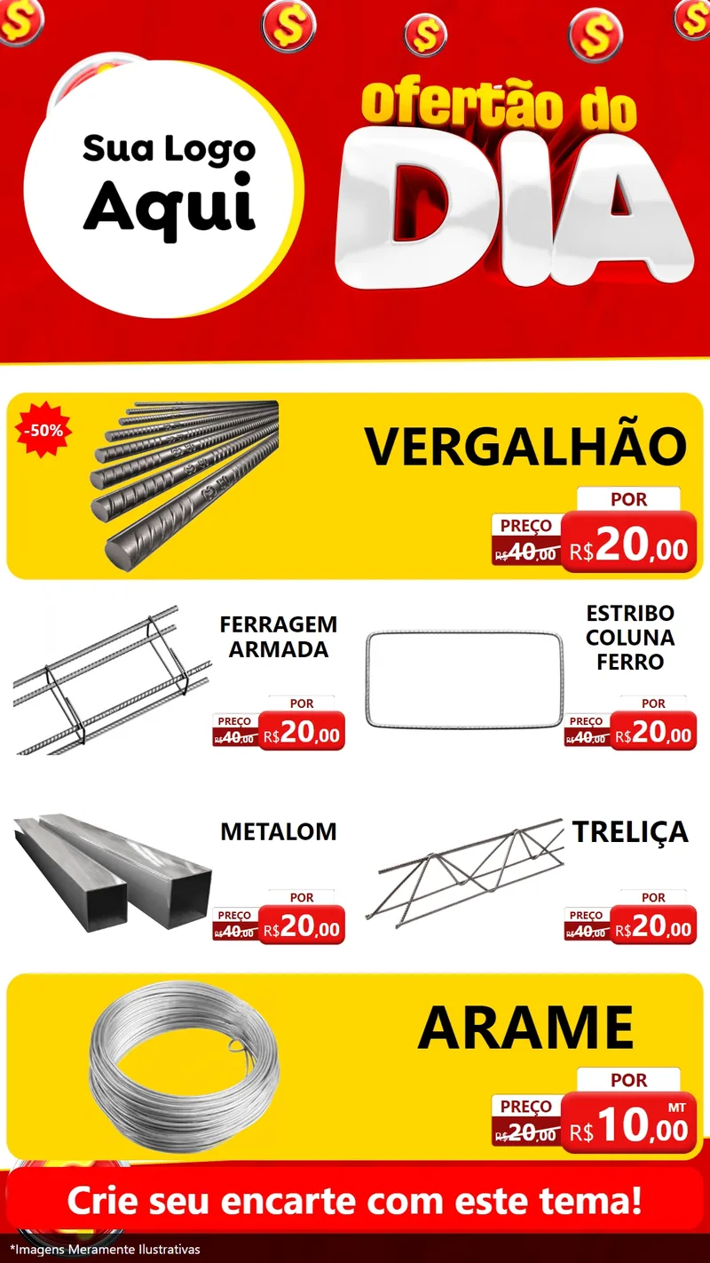 Modelo de TV para TV Vertical com o tema Ofertão do dia para Ferragens