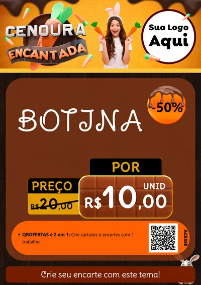 Modelo de Cartaz para Cartaz A4 Vertical com o tema Cenoura Encantada - Páscoa para Agropecuária