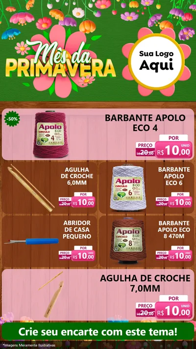 Modelo de TV para TV Vertical com o tema Mês da Primavera para Armarinho e Aviamentos