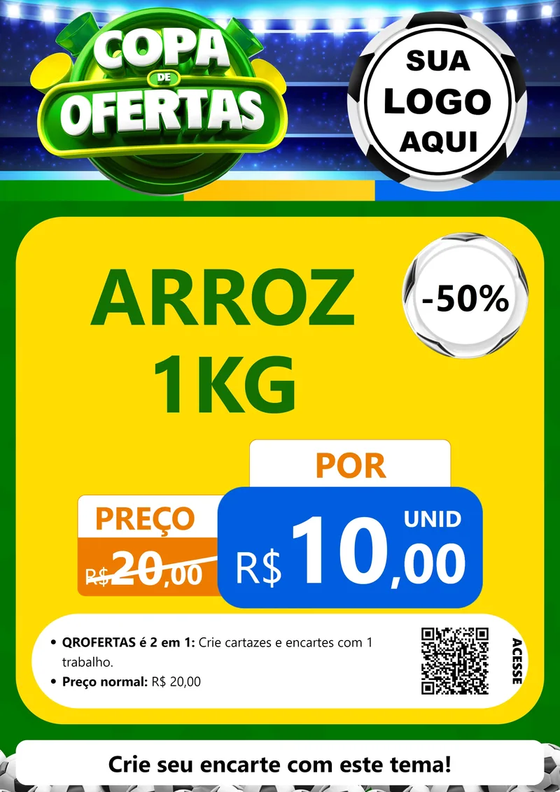 Modelo de Cartaz para Cartaz A4 Vertical com o tema Copa de Ofertas para Supermercado