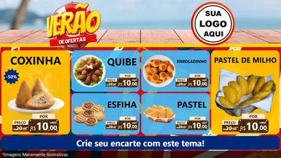 Modelo de TV para TV Horizontal com o tema Verão de Ofertas para Salgadaria