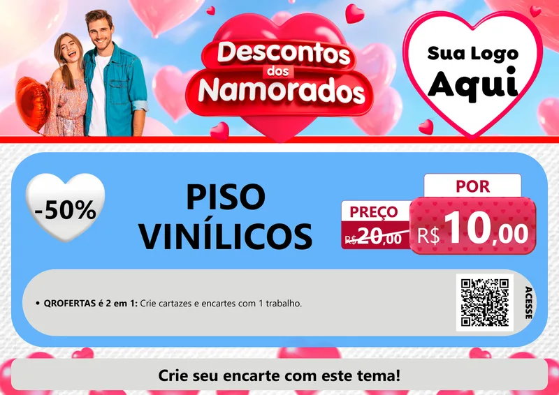 Modelo de Cartaz para Cartaz A4 Horizontal com o tema Descontos dos Namorados para Material para Construção