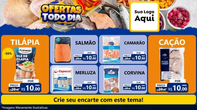 Modelo de TV para TV Horizontal com o tema Ofertas Todo Dia para Peixaria