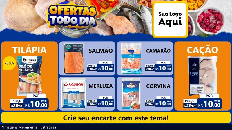 Modelo de TV para TV Horizontal com o tema Ofertas Todo Dia para Peixaria