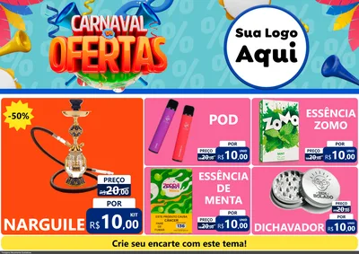 Modelo de Encarte para Encarte A4 Horizontal com o tema Carnaval de Ofertas para Tabacaria