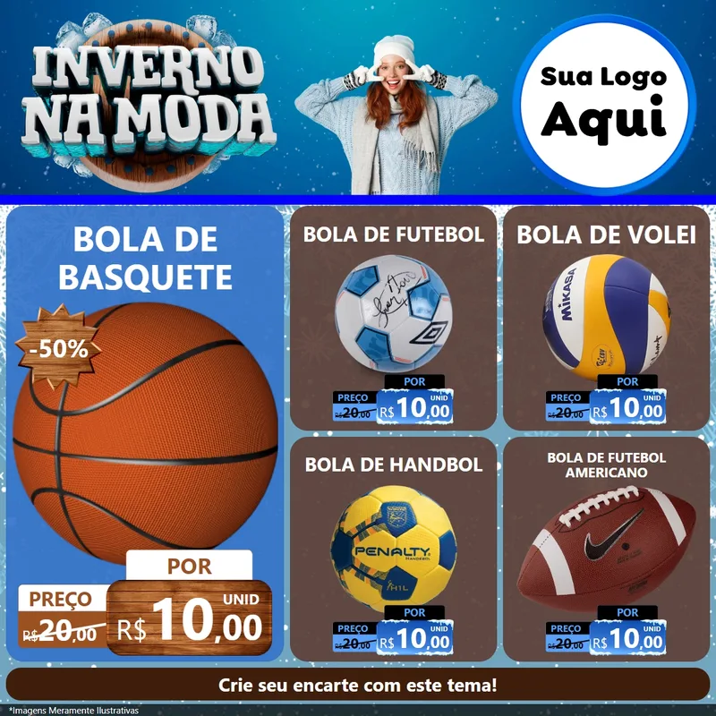 Modelo de Rede Social para Feed Facebook com o tema Inverno na Moda para Artigos Esportivos