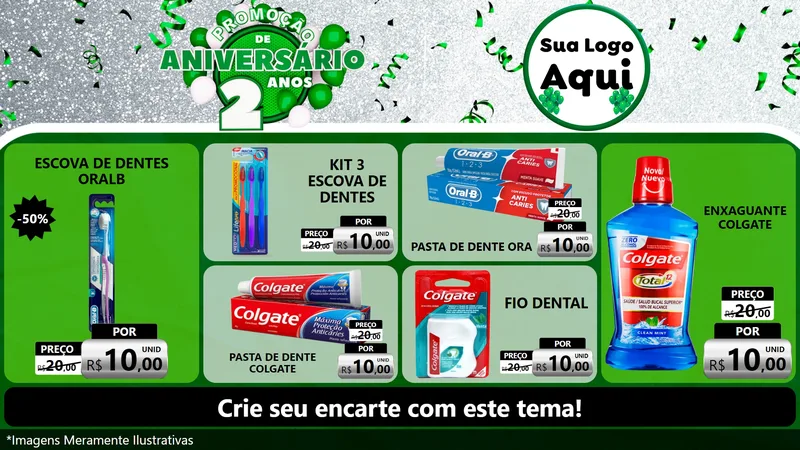 Modelo de TV para TV Horizontal com o tema Promoção de Aniversário - 2 Anos para Higiene Pessoal