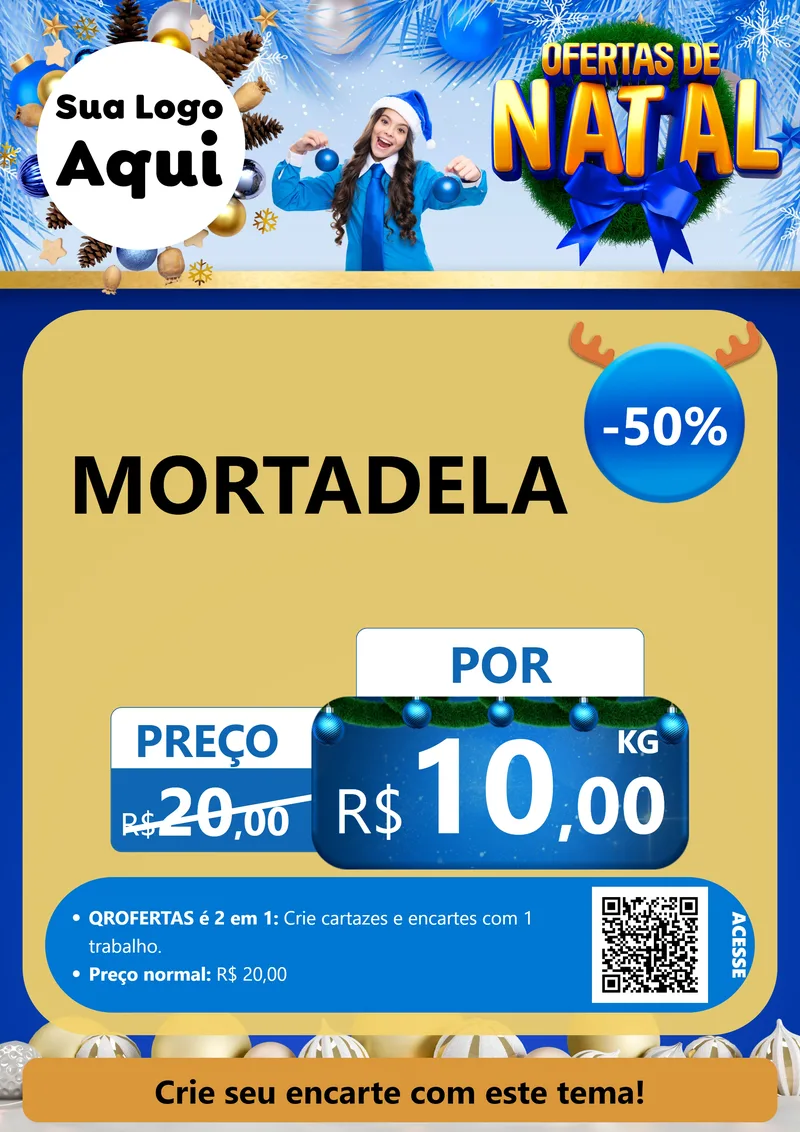 Modelo de Cartaz para Cartaz A4 Vertical com o tema Ofertas de Natal para Frios e Laticínios