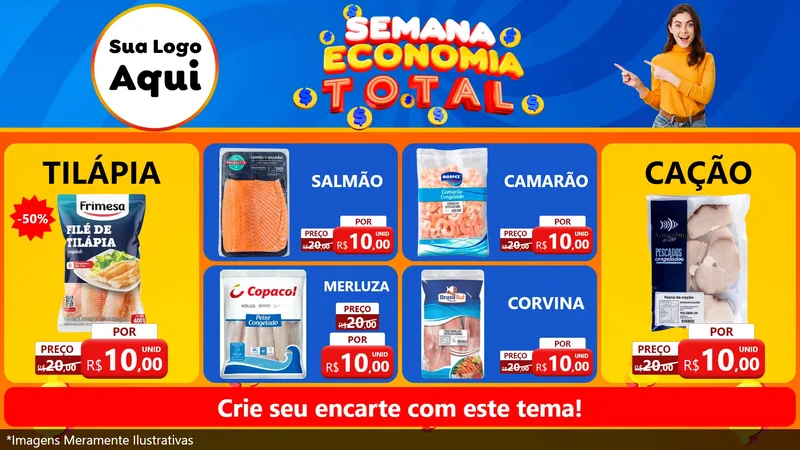 Modelo de TV para TV Horizontal com o tema Semana Economia Total para Peixaria