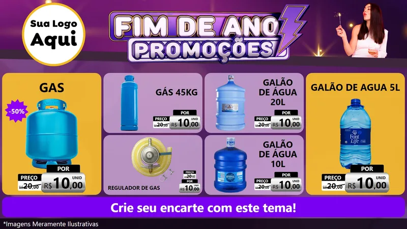 Modelo de TV para TV Horizontal com o tema Fim de Ano Promoções para Água e gás