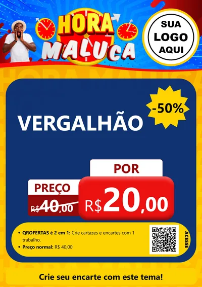 Modelo de Cartaz para Cartaz A4 Vertical com o tema Hora Maluca para Ferragens