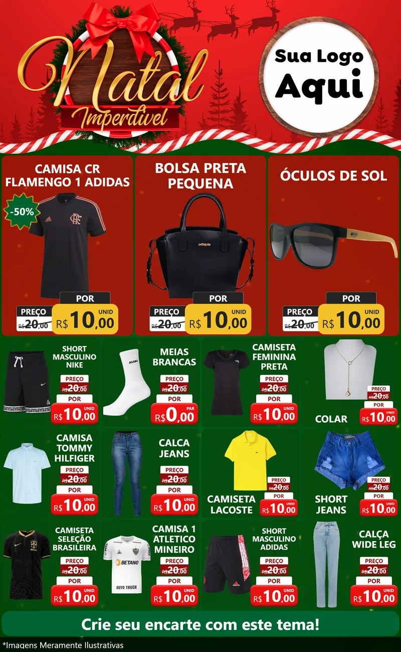 Modelo de Encarte para Encarte Grande com o tema Natal Imperdível para Roupas e acessórios