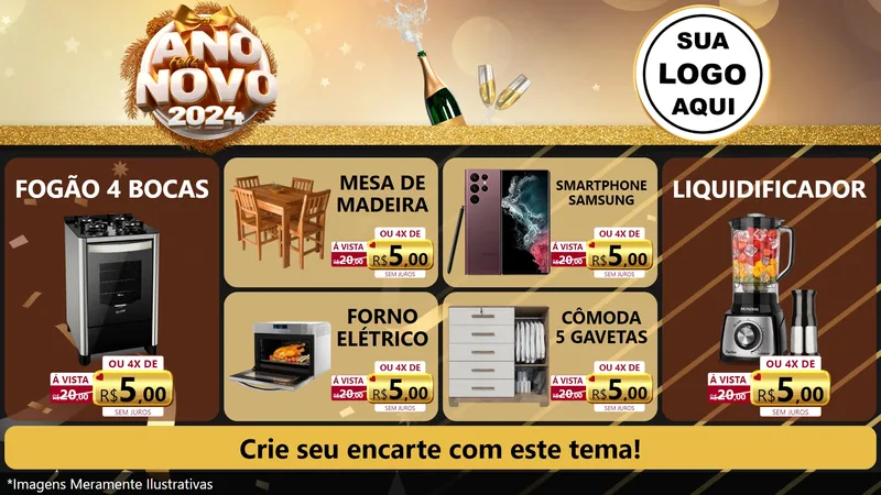 Modelo de TV para TV Horizontal com o tema Feliz Ano Novo 2027 para Móveis e Eletro