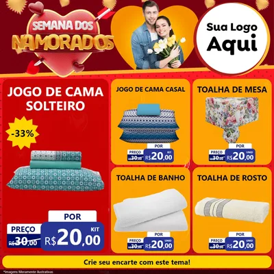 Modelo de Rede Social para Feed Facebook com o tema Semana dos Namorados para Cama, Mesa e Banho