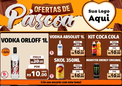 Modelo de Encarte para Encarte A4 Horizontal com o tema Ofertas de Páscoa para Distribuidora de bebidas