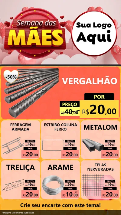 Modelo de Rede Social para Stories com o tema Semana das Mães para Ferragens