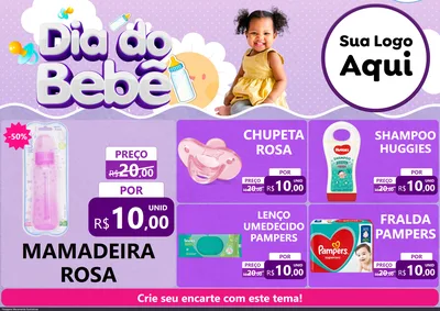 Modelo de Encarte para Encarte A4 Horizontal com o tema Dia do Bebê para Bebês