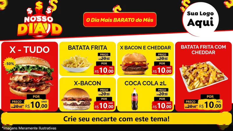 Modelo de TV para TV Horizontal com o tema Nosso Dia D para Hamburgueria