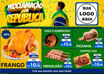 Modelo de Encarte para Encarte A4 Horizontal com o tema Proclamação da República para Assados