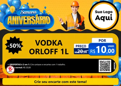 Modelo de Cartaz para Cartaz A4 Horizontal com o tema Semana de Aniversário para Distribuidora de bebidas