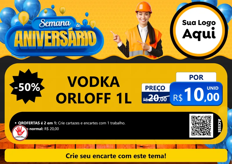 Modelo de Cartaz para Cartaz A4 Horizontal com o tema Semana de Aniversário para Distribuidora de bebidas